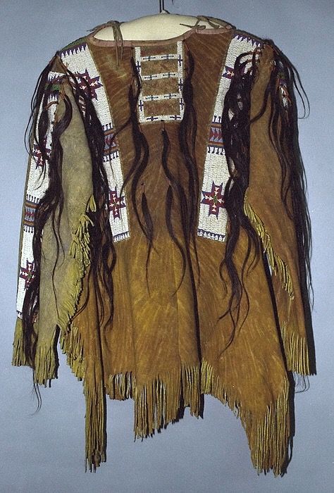 Native American Hand Beaded Buckskin Leather War Shirt Powwow Regalia PWS120