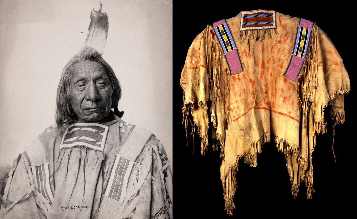 Native American Hand Beaded Buckskin Leather War Shirt Powwow Regalia PWS121