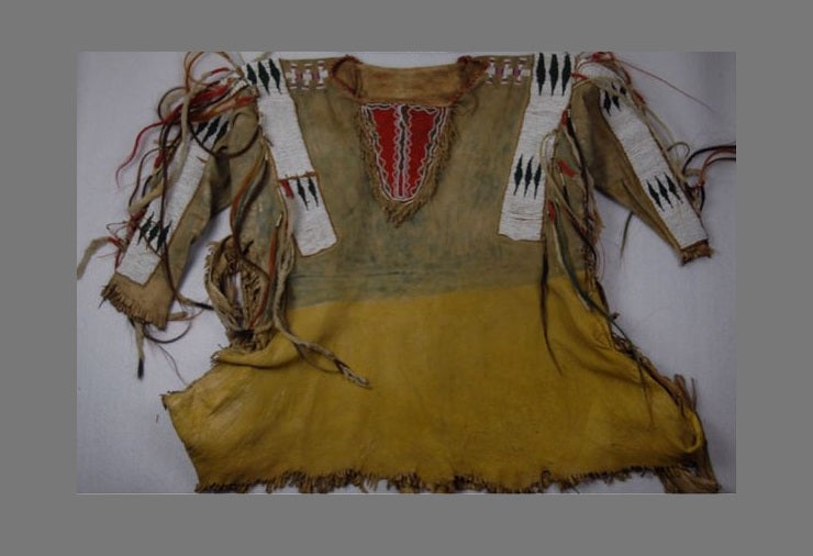 Native American Hand Beaded Buckskin Leather War Shirt Powwow Regalia PWS122
