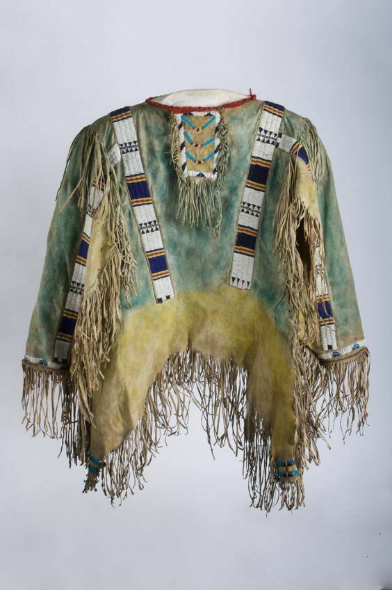 Native American Sioux Design Beaded Buckskin Leather War Shirt PWS136