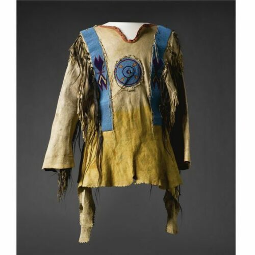 Native American Hand Beaded Buckskin Leather War Shirt Powwow Regalia PWS146