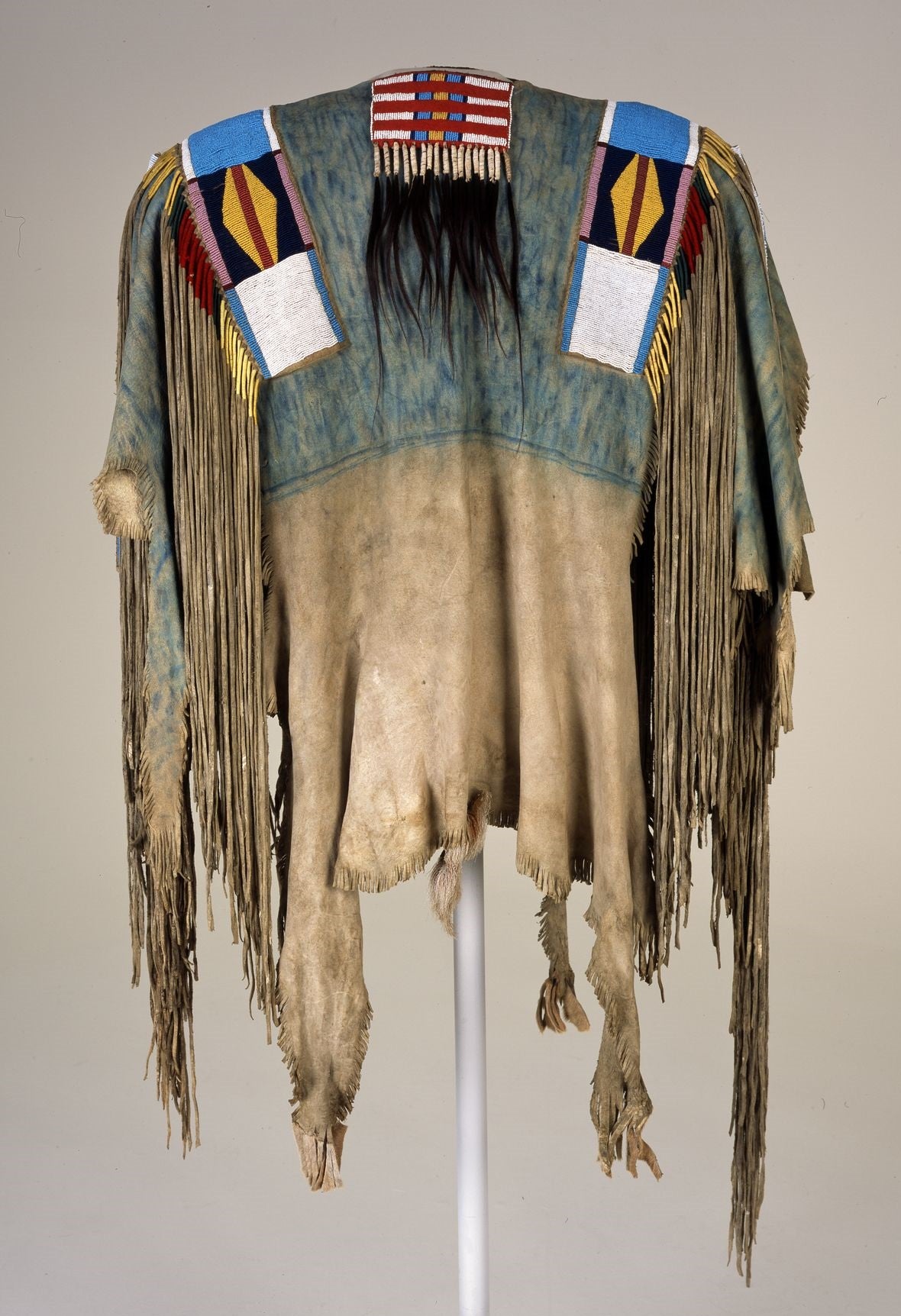 Hand Beaded Buckskin Leather Native American War Shirt Powwow Regalia PWS159