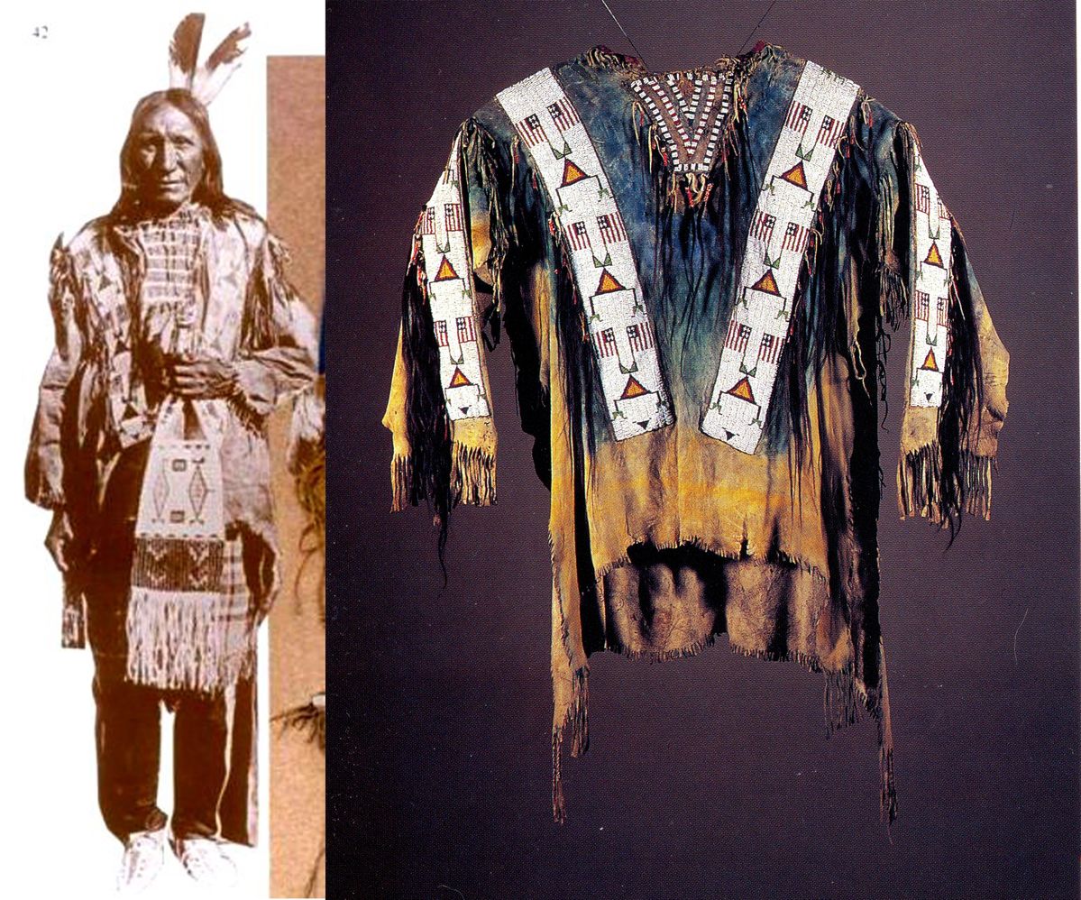 Native American Hand Beaded Buckskin Leather War Shirt Powwow Regalia PWS1160
