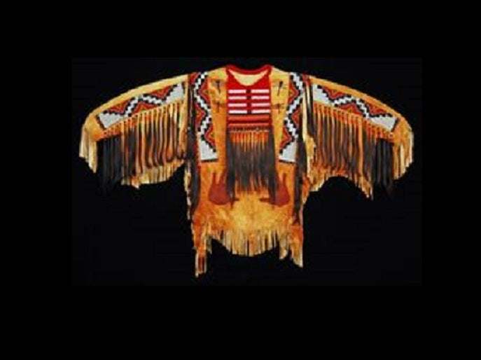 Hand Beaded Buckskin Leather Native American War Shirt Powwow Regalia PWS178