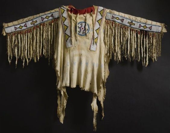 Hand Beaded Beige Buckskin Native American War Shirt Powwow Regalia PWS188