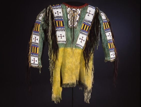 Hand Beaded Buckskin Leather Native American War Shirt Powwow Regalia PWS197
