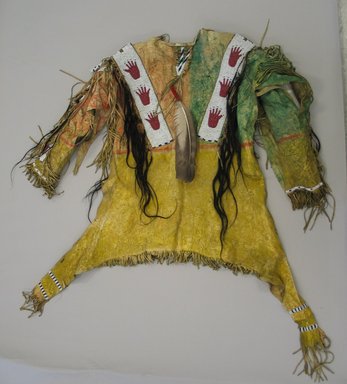 Native American Hand Beaded Buckskin Leather War Shirt PWS1036