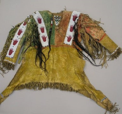 Native American Hand Beaded Buckskin Leather War Shirt PWS1036