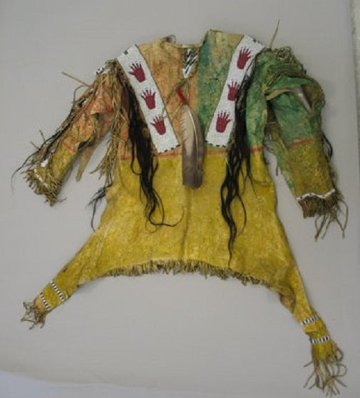 Native American Hand Beaded Buckskin Leather War Shirt PWS1036