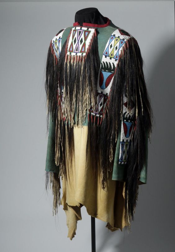Native American Hand Beaded Buckskin Leather War Shirt Powwow Regalia PWS1048