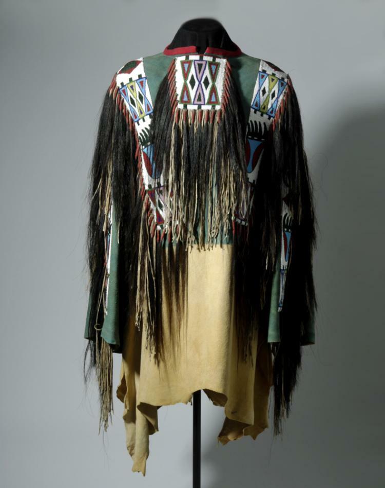 Native American Hand Beaded Buckskin Leather War Shirt Powwow Regalia PWS1048