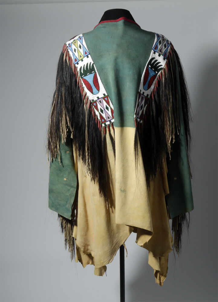 Native American Hand Beaded Buckskin Leather War Shirt Powwow Regalia PWS1048