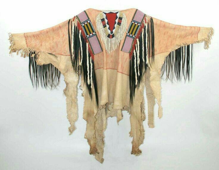 Hand Beaded Beige Buckskin Native American War Shirt Powwow Regalia PWS828