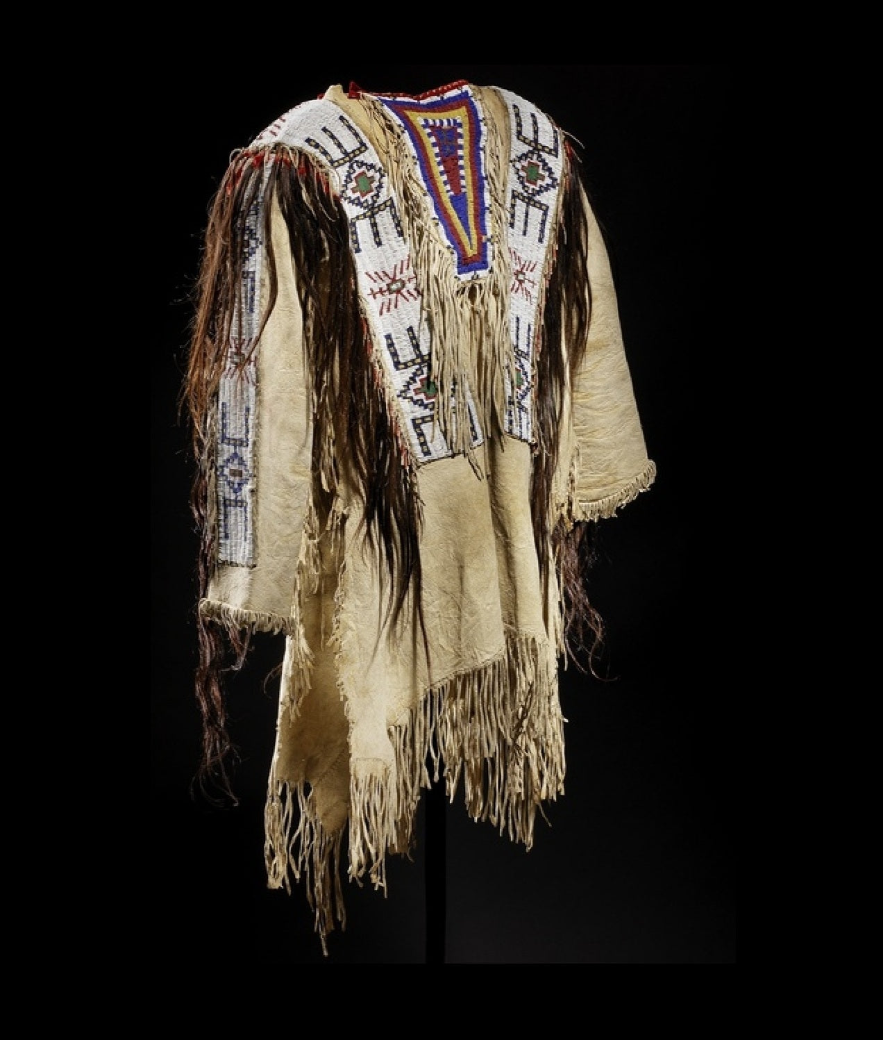 Hand Beaded Beige Buckskin Native American War Shirt Powwow Regalia PWS830
