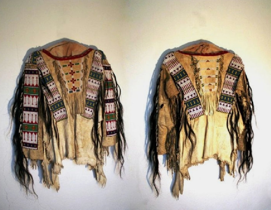 Hand Beaded Beige Buckskin Native American War Shirt Powwow Regalia PWS830