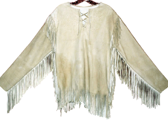Beige poncho with fringe details on a white background