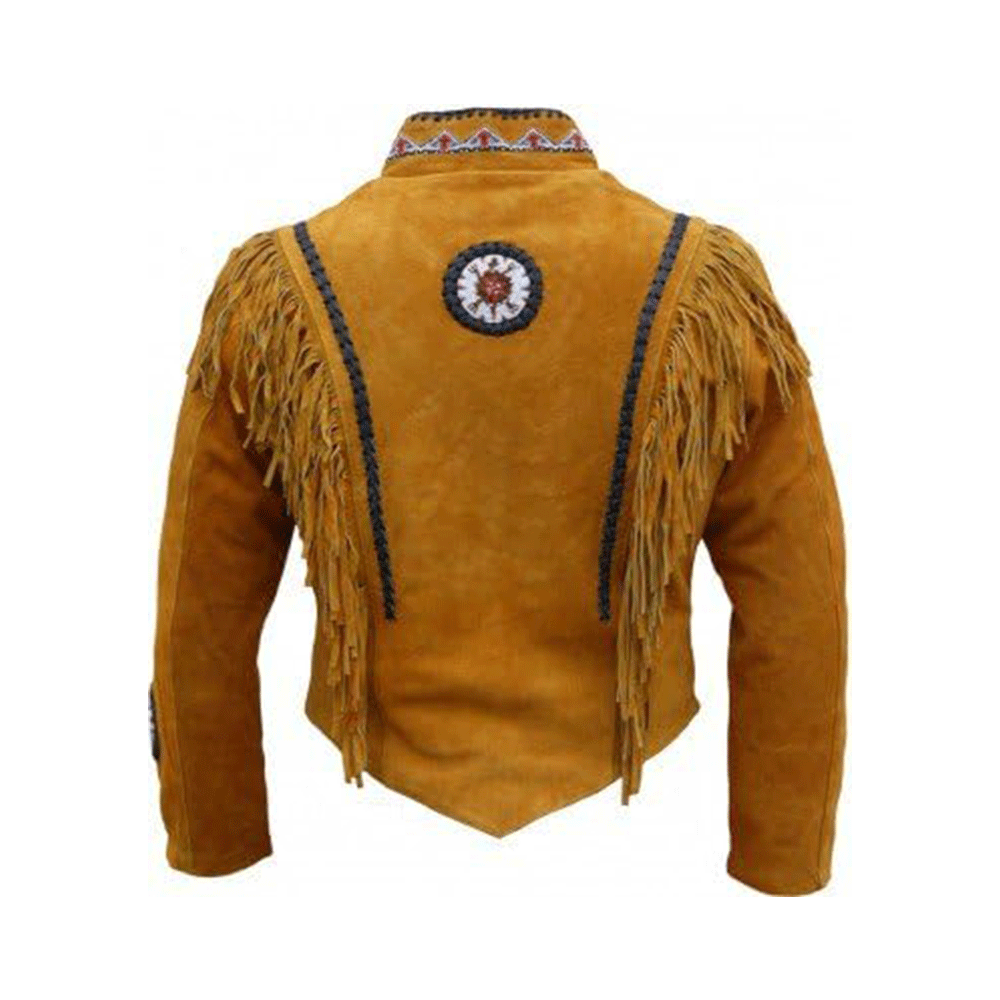 American Woman's Western Fringe Black Suede Leather Jacket WRJ401