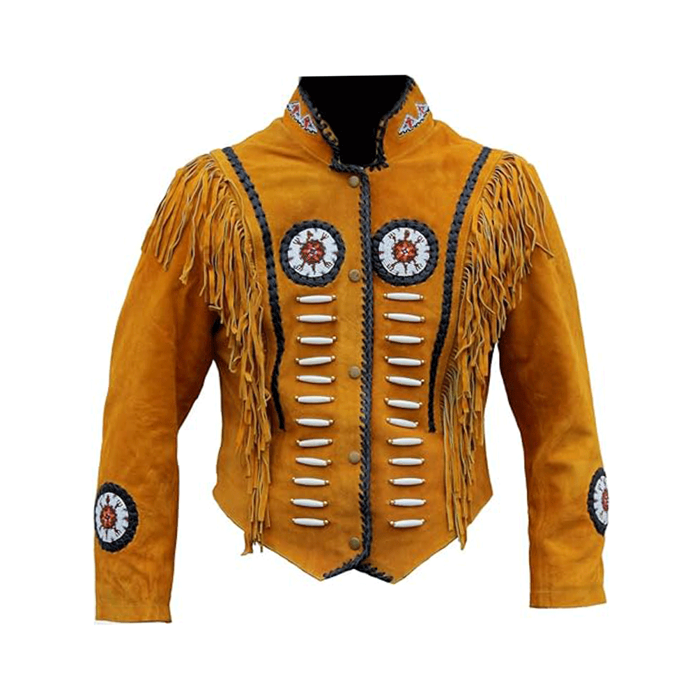 American Woman's Western Fringe Black Suede Leather Jacket WRJ401