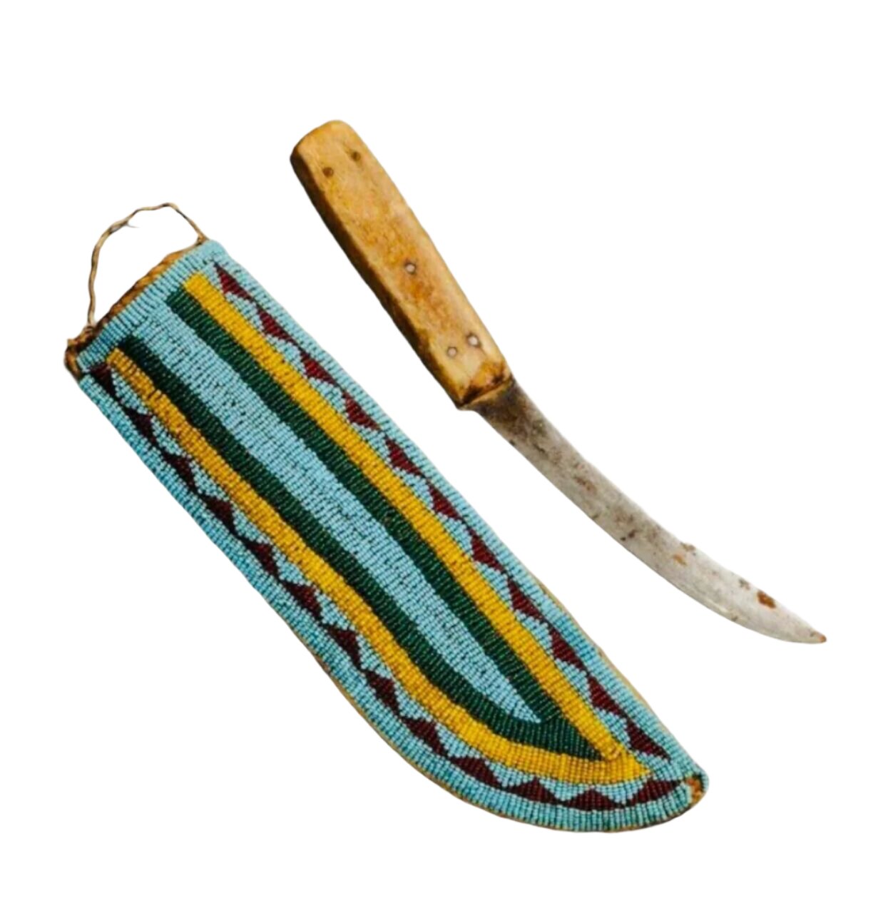 Native American Handmade Beaded Knife Sheath Leather PWKS1090