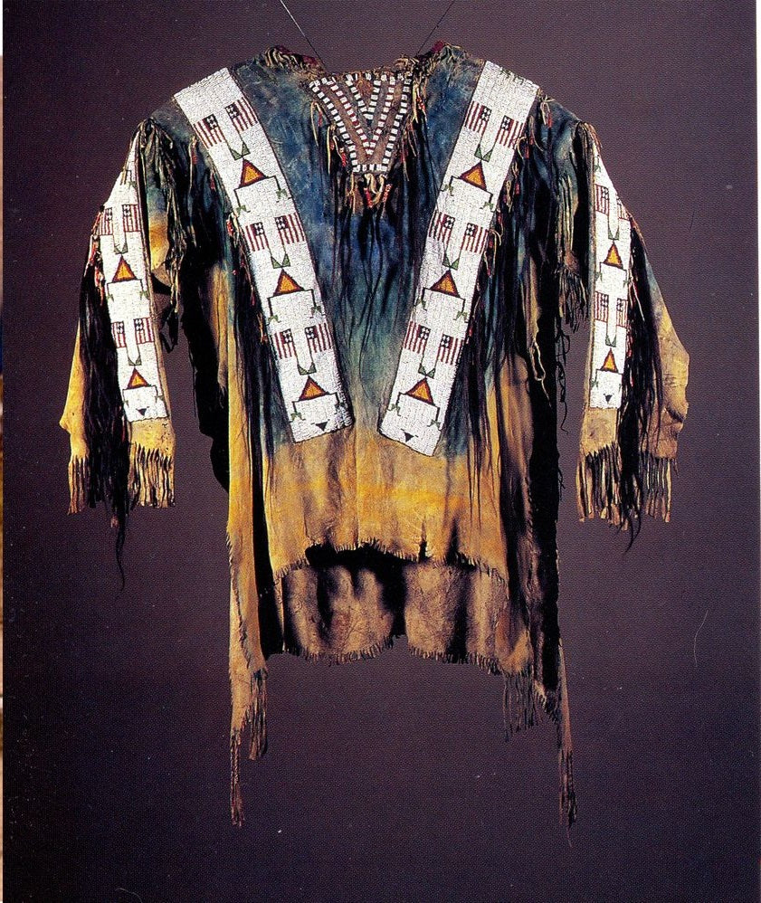 Native American Hand Beaded Buckskin Leather War Shirt Powwow Regalia PWS1160