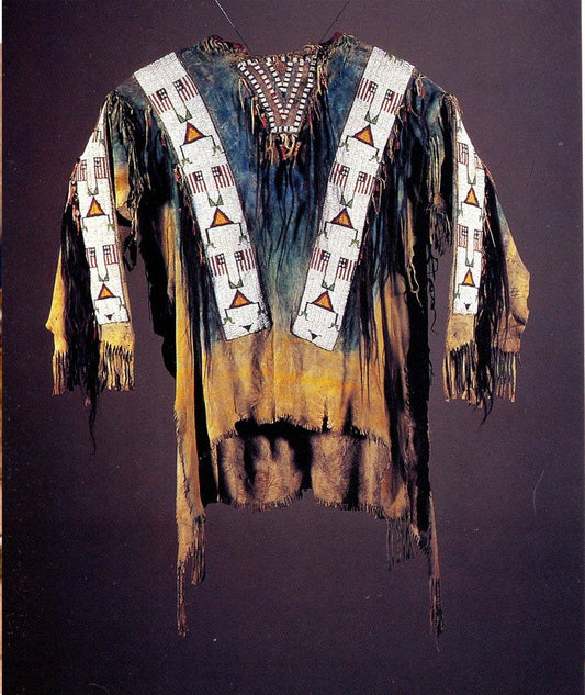 Native American Hand Beaded Buckskin Leather War Shirt Powwow Regalia PWS1160
