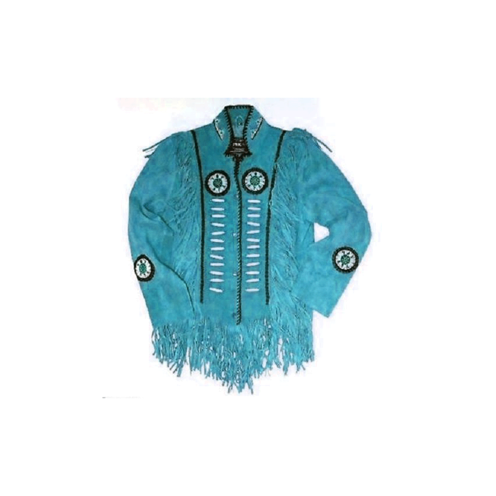 American Woman's Western Fringe Black Suede Leather Jacket WRJ401