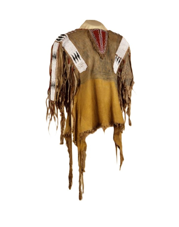 Native American Hand Beaded Buckskin Leather War Shirt Powwow Regalia PWS122