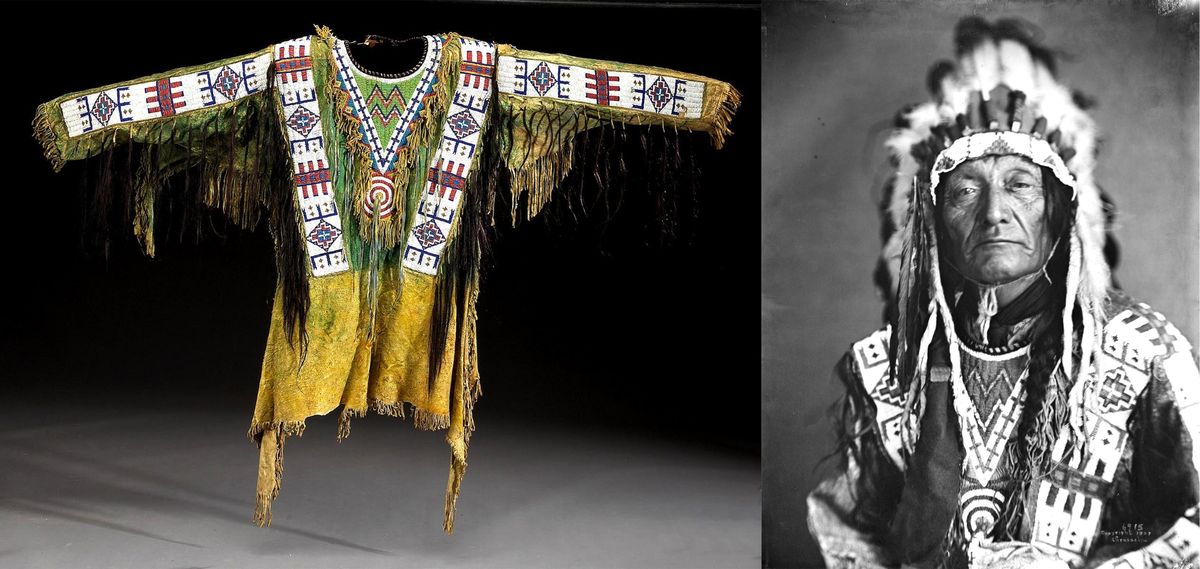 Native American Hand Beaded Buckskin Leather War Shirt PWS117