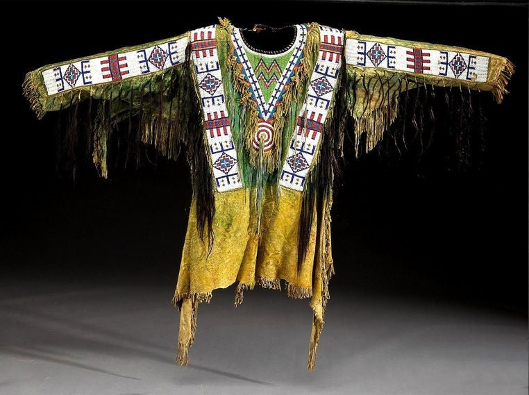 Native American Hand Beaded Buckskin Leather War Shirt PWS117