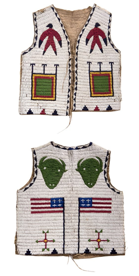 Native American Sioux Design Handmade Beaded Vest Powwow Regalia PWV1060