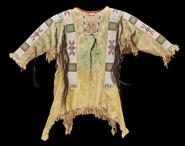Native American Hand Beaded Buckskin Leather War Shirt Powwow Regalia PWS140