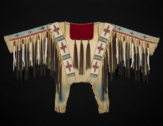Native American Hand Beaded Buckskin Leather War Shirt Powwow Regalia PWS149