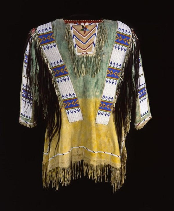 Hand Beaded Buckskin Leather Native American War Shirt Powwow Regalia PWS164