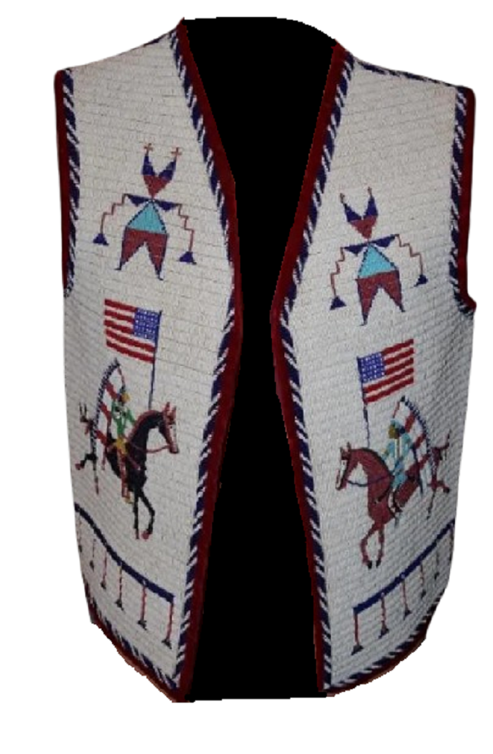 Native American Design Handmade Beaded Vest Powwow Regalia PWV1390