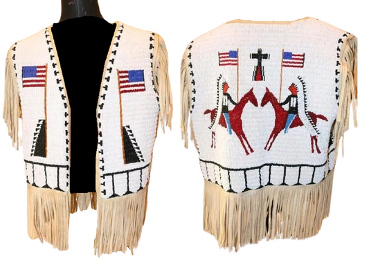 Native American Design Handmade Beaded Vest Powwow Regalia PWV1400