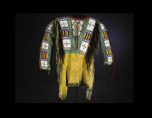 Hand Beaded Buckskin Leather Native American War Shirt Powwow Regalia PWS197