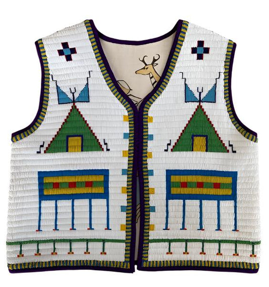 Native American Design Handmade Beaded Vest Powwow Regalia PWV1500