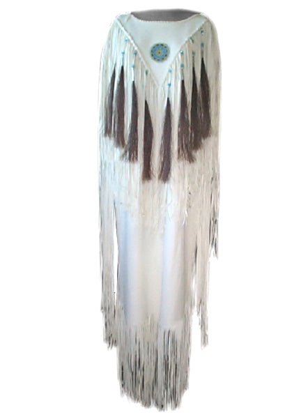 Native American Woman's White Leather Dress Powwow Regalia PWD7011