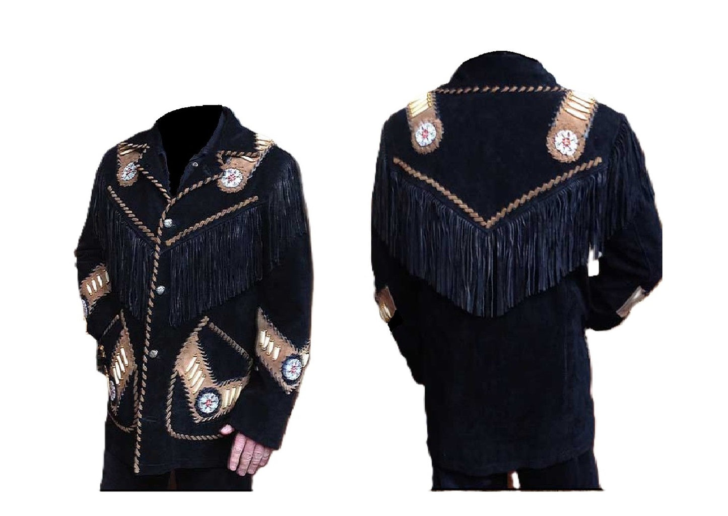 Native American Beaded Suede Leather Jacket for Men PWJ2170