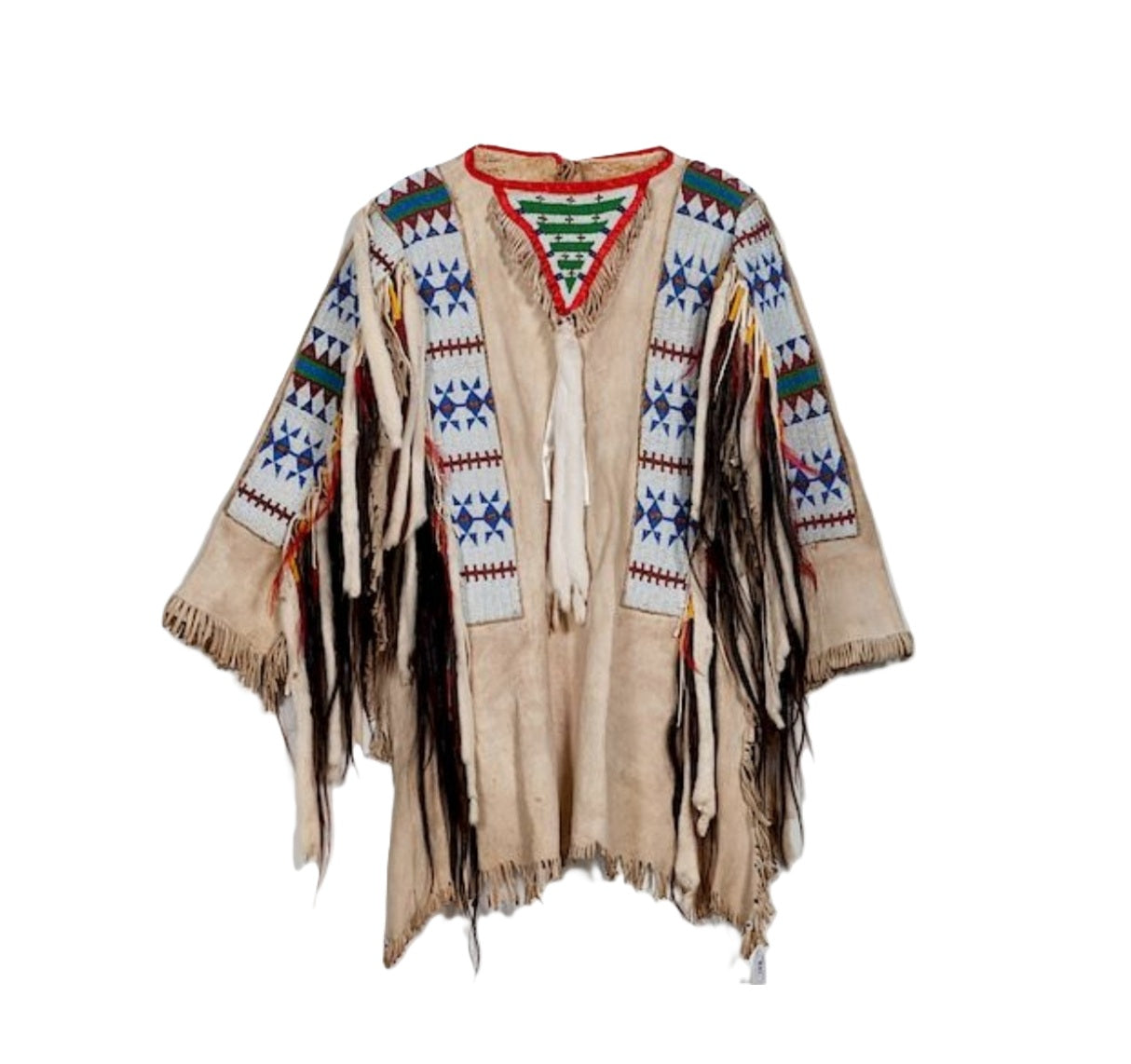 Hand Beaded Beige Buckskin Native American War Shirt Powwow Regalia PWS832