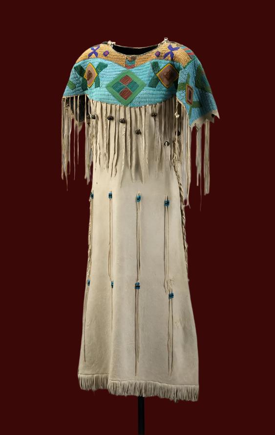 Native American Woman's Handmade Beaded Yoke Dress Powwow Regalia PWD1040