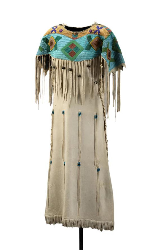 Native American Woman's Handmade Beaded Yoke Dress Powwow Regalia PWD1040