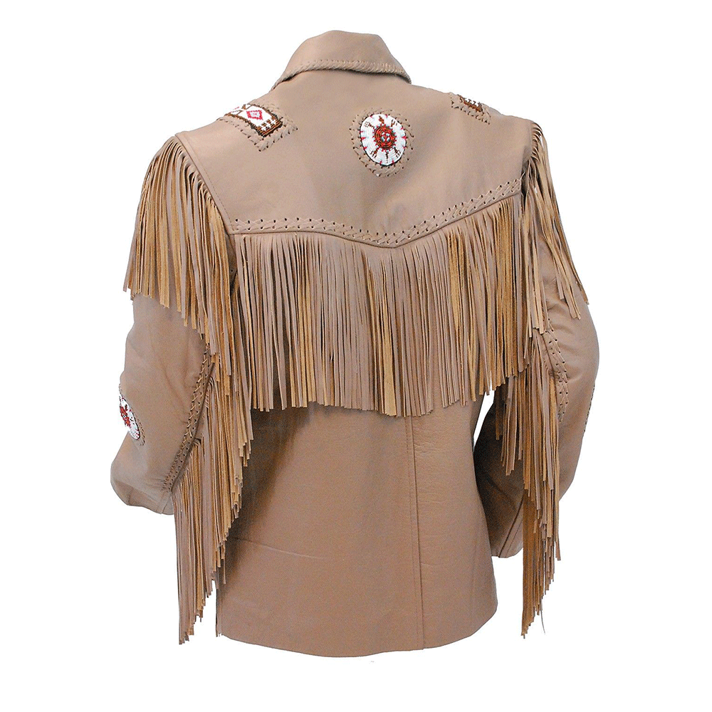 Native American Beaded Leather Jacket for Men PWJ1080