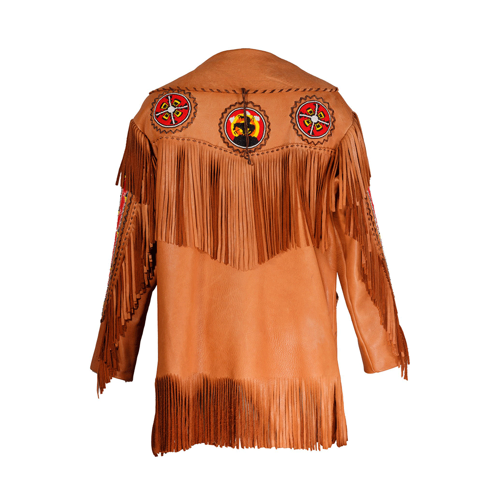 Native American Beaded Leather Jacket for Men PWJ1060