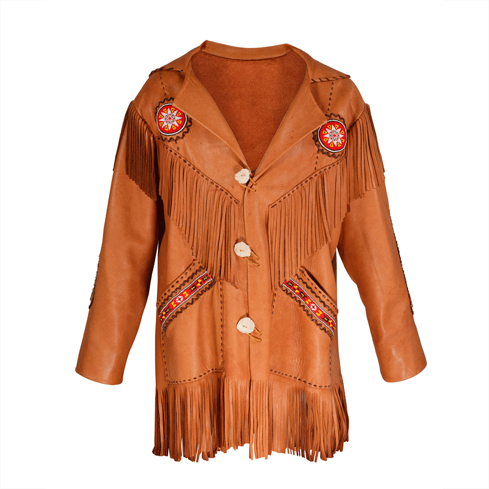 Native American Beaded Leather Jacket for Men PWJ1060