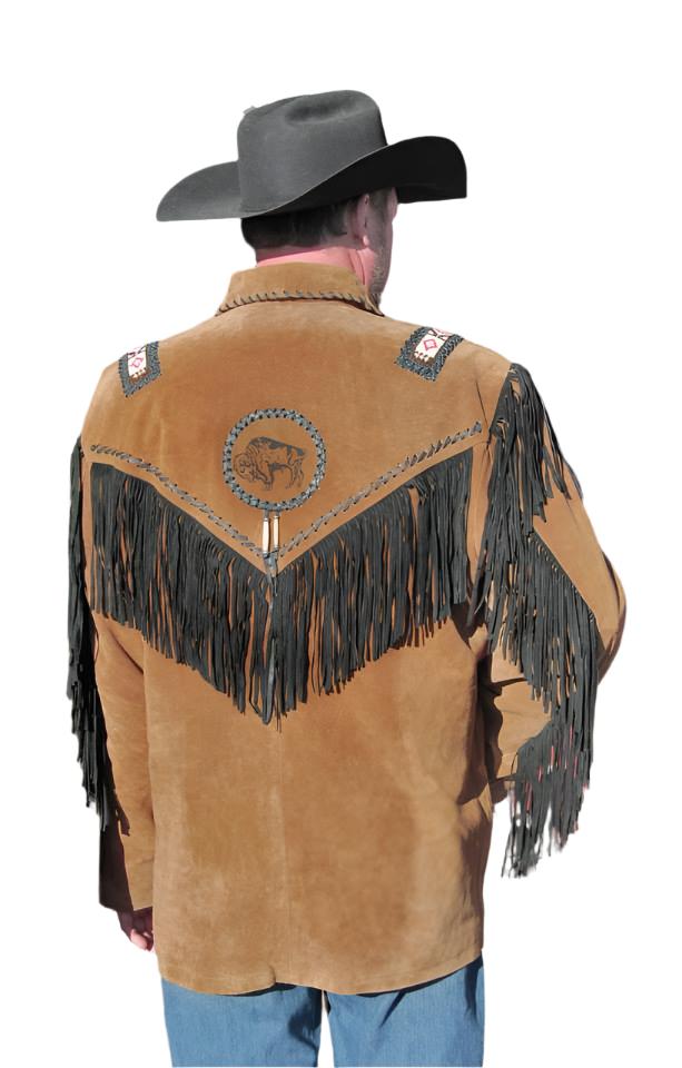 Native American Beaded Suede Leather Jacket for Men PWJ1340