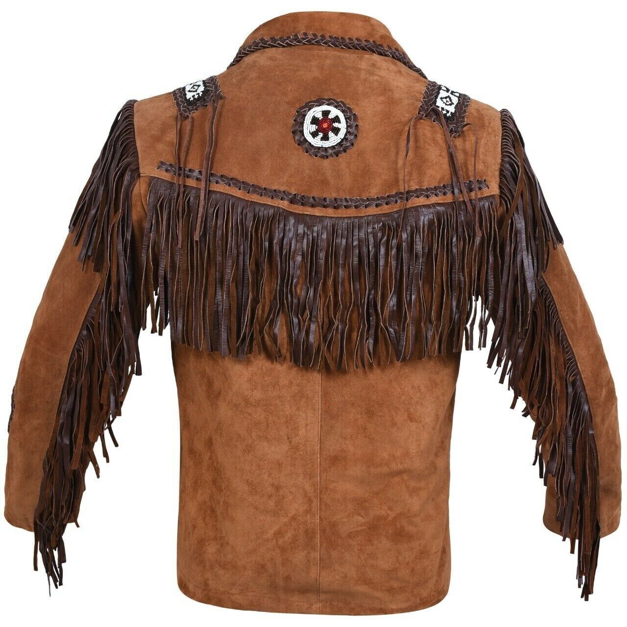 Native American Beaded Suede Leather Jacket for Men PWJ1310