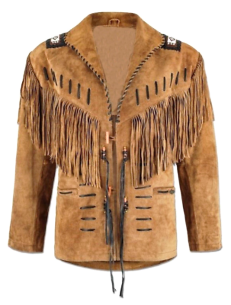 Native American Beaded Suede Leather Jacket for Men PWJ1360