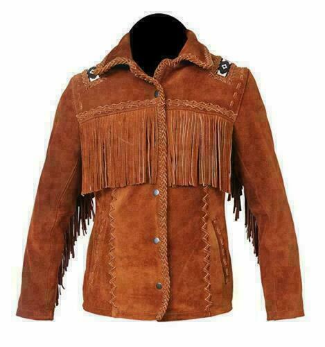 Native American Beaded Suede Leather Jacket for Men PWJ1390