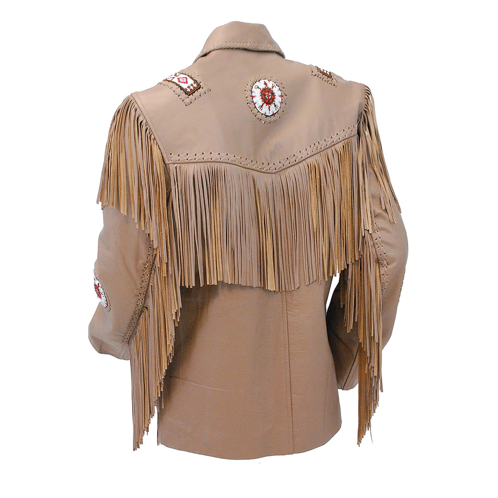 Native American Beaded Leather Jacket for Men PWJ1280